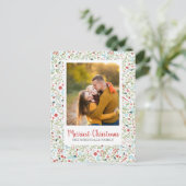 Kerst Bloemen Patroon Foto Briefkaart (Staand voorkant)