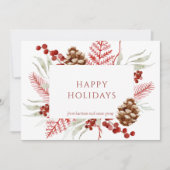 Kerst Bloemen Pine Cone Corporate Vakantie Kaart (Voorkant)