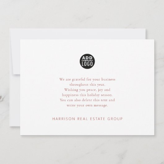 Kerst Bloemen Pine Cone Corporate Vakantie Kaart (Achterkant)