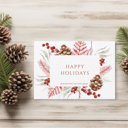 Kerst Bloemen Pine Cone Corporate Vakantie Kaart