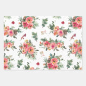 Kerst Bloemen & Pine Patroon | wintervakantie Inpakpapier Vel (Voorkant 2)
