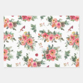 Kerst Bloemen & Pine Patroon | wintervakantie Inpakpapier Vel (Voorkant)