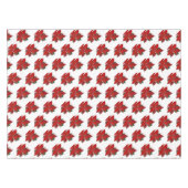Kerst Bloemen Poinsettia Patroon op Wit Tafelkleed (Voorkant (Horizontaal))