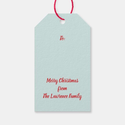 Kerst Bloemen Red Aqua Vakantie Cadeaulabel (Achterkant)