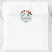 Kerst Bloemen Red Aqua Vakantie Ronde Sticker (Tas)