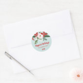 Kerst Bloemen Red Aqua Vakantie Ronde Sticker (Envelop)