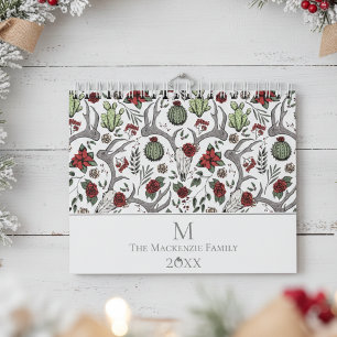 Kerst Bloemen Rendier Herten Schedel Rozen Cactus Kalender
