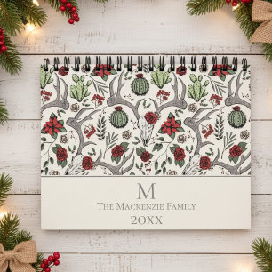 Kerst Bloemen Rendier Herten Schedel Rozen Cactus Kalender