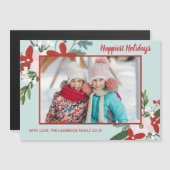 Kerst Bloemen Rode Aqua Vakantie Foto Magneet (Voorkant / Achterkant)