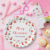 Kerst Bloemen Rode Ijs Schaatsen Vrolijk Kerstfees Papieren Bordje (Feest)