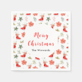 Kerst Bloemen Rode Ijs Schaatsen Vrolijk Kerstfees Servet (Voorkant)