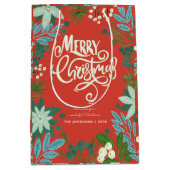 Kerst Bloemen Rode Kerstvakantie Medium Cadeauzakje (Voorkant)