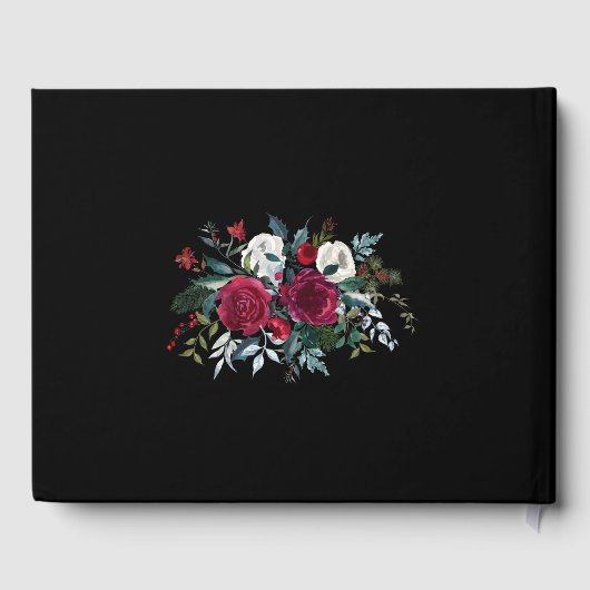 Kerst Bloemen Roos Gepersonaliseerde bruiloft Gastenboek (Achterkant)