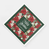 Kerst Bloemen Servetten Chic Rood Groen Accent (Hoek)