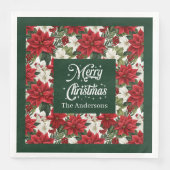 Kerst Bloemen Servetten Chic Rood Groen Accent (Voorkant)