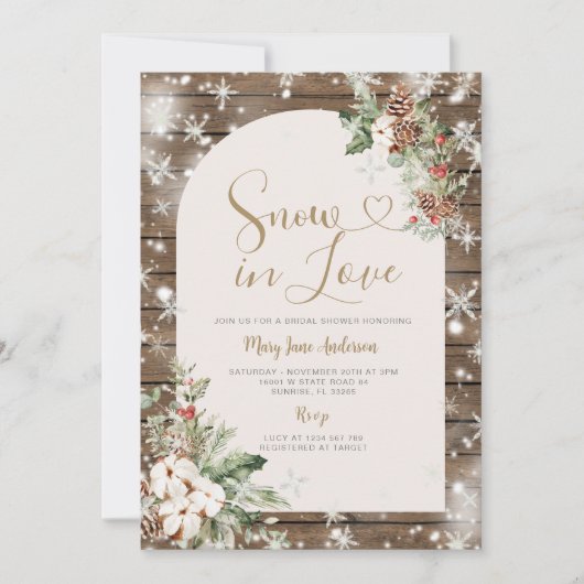 Kerst Bloemen Sneeuw in Liefde Winter Vrijgezellen Kaart (Voorkant)