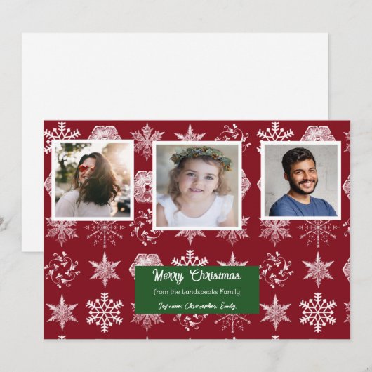 Kerst Bloemen Sneeuwvlokken Familie Afbeelding Feestdagenkaart (Voorkant / Achterkant)