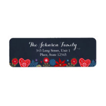 Kerst Bloemen Sneeuwvlokken Retouradres Sticker