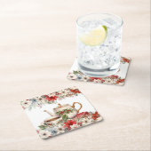 Kerst Bloemen Thee Vakantie Feest Kartonnen Onderzetters (Insitu)