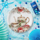 Kerst Bloemen Thee Vakantie Feest Papieren Bordje (Feest)