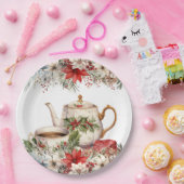Kerst Bloemen Thee Vakantie Feest Papieren Bordje (Feest)