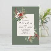 Kerst Bloemen Vakantie Party Kaart (Staand voorkant)