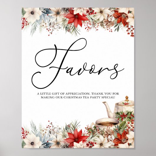 Kerst Bloemen Vakantie Tea Party Favorieten Poster (Voorkant)