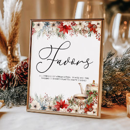 Kerst Bloemen Vakantie Tea Party Favorieten Poster