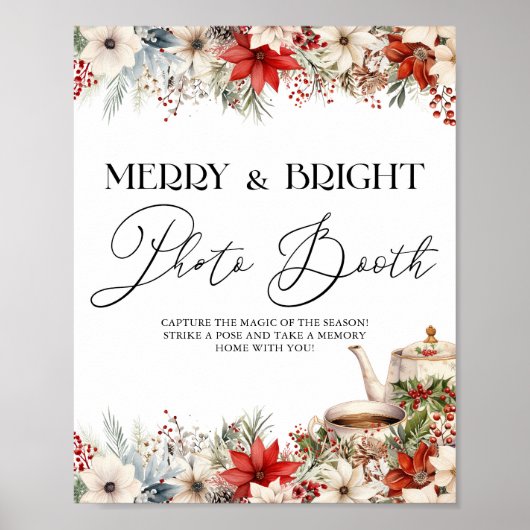 Kerst Bloemen Vakantie Tea Party Fotocabine Poster (Voorkant)