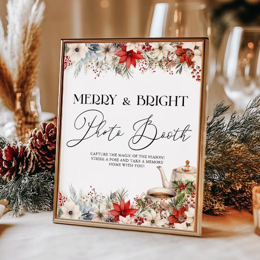 Kerst Bloemen Vakantie Tea Party Fotocabine Poster
