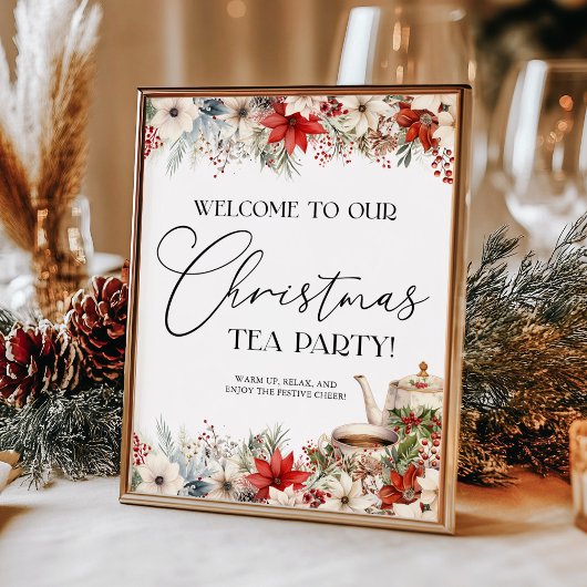 Kerst Bloemen Vakantie Tea Party Welkom Poster