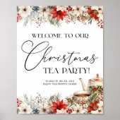 Kerst Bloemen Vakantie Tea Party Welkom Poster (Voorkant)