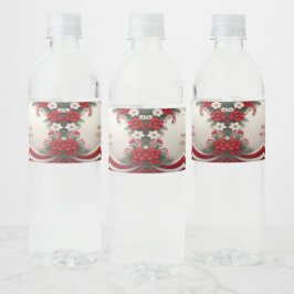 Kerst Bloemen Vakantie Water Fles Label Waterfles Etiket