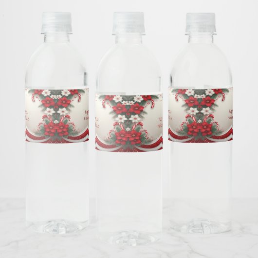 Kerst Bloemen Vakantie Water Fles Label Waterfles Etiket (Flessen)