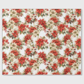 Kerst Bloemen Winter Grote Poinsettias Cadeaupapier (Vlak)