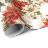 Kerst Bloemen Winter Grote Poinsettias Cadeaupapier (Rol Hoek)