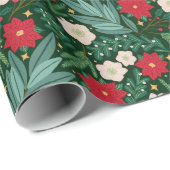 Kerst Bloemen - Wrapping Paper Roll Cadeaupapier (Rol Hoek)
