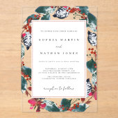 Kerst Bloemenblad Modern Clear Wedding Acryl Uitnodigingen (Voorkant)