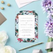 Kerst Bloemenblad Modern Clear Wedding Acryl Uitnodigingen (Insitu (Huwelijk))