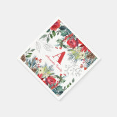 Kerst bloemenfamilie elegant rood monogram servet (Hoek)
