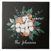 Kerst Bloemengroen Tegeltje (Voorkant)