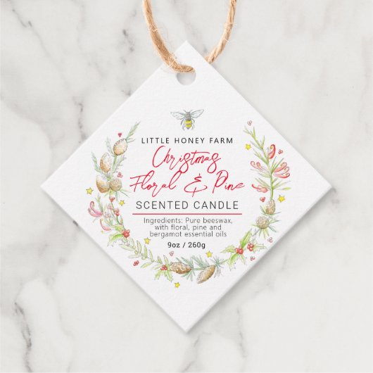 Kerst Bloemenkaars Ingrediëntenlabel Hang label (Voorkant)