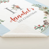 Kerst bloemenkrans bloemenmonogram sherpa deken (3/4)