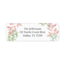 Kerst bloemenkrans retour label sticker