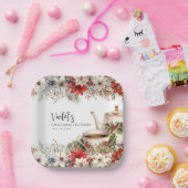 Kerst Bloemenmiddag Tea Holiday Party Papieren Bordje (Feest)