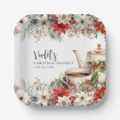 Kerst Bloemenmiddag Tea Holiday Party Papieren Bordje (Voorkant)