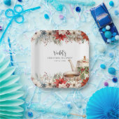 Kerst Bloemenmiddag Tea Holiday Party Papieren Bordje (Feest)