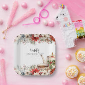 Kerst Bloemenmiddag Tea Holiday Party Papieren Bordje (Feest)