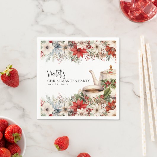 Kerst Bloemenmiddag Tea Holiday Party Servet (Insitu)