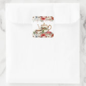 Kerst Bloemenmiddag Tea Holiday Party Vierkante Sticker (Tas)